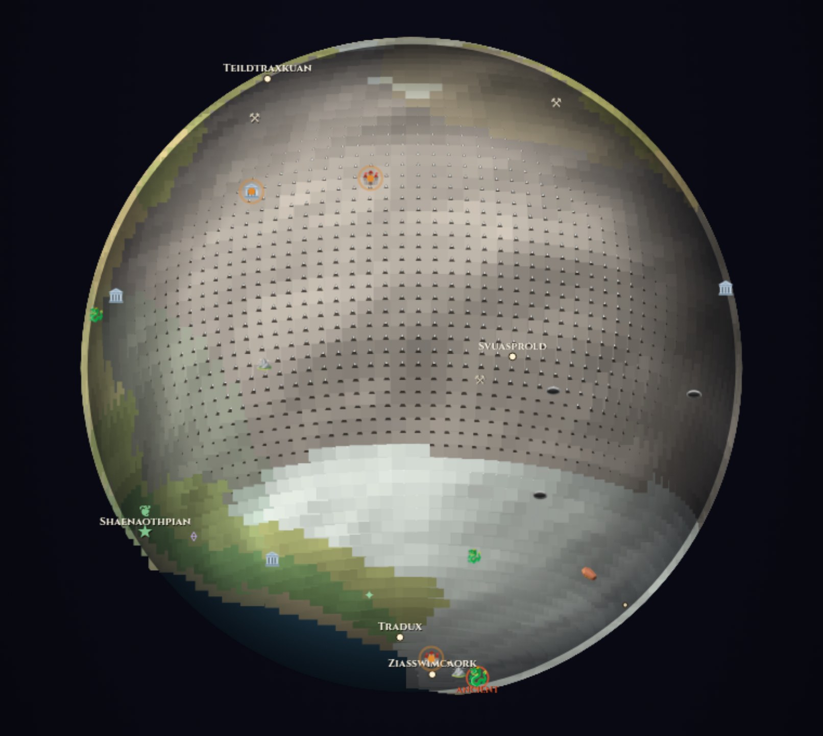 The same world as a 3D globe